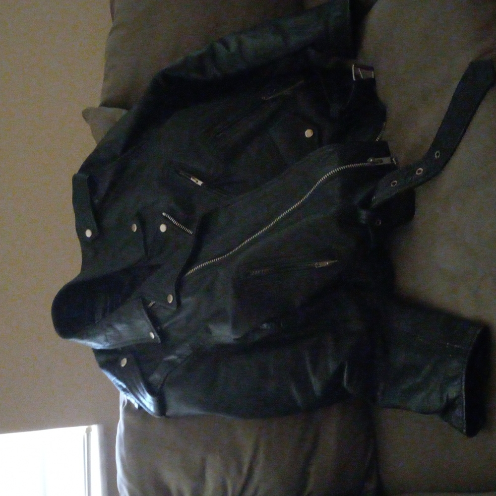 Leather biker jacket